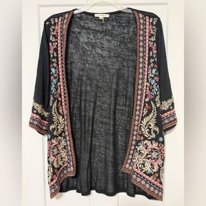 945: Andree Black Knit Open Cardigan with Subtle Heathering - Small